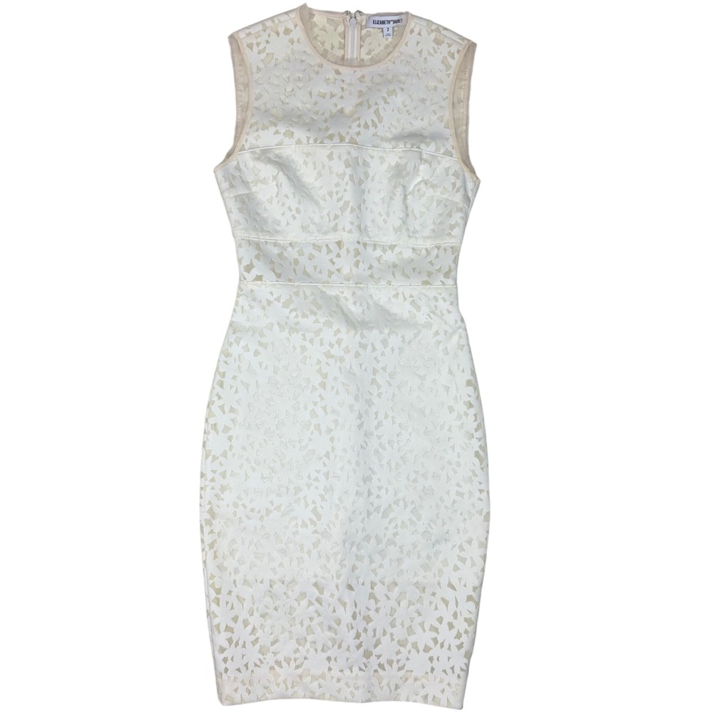Elizabeth and James Laser Cut Dress Floral Bodycon Cocktail Women 2 Ivory Bridal
